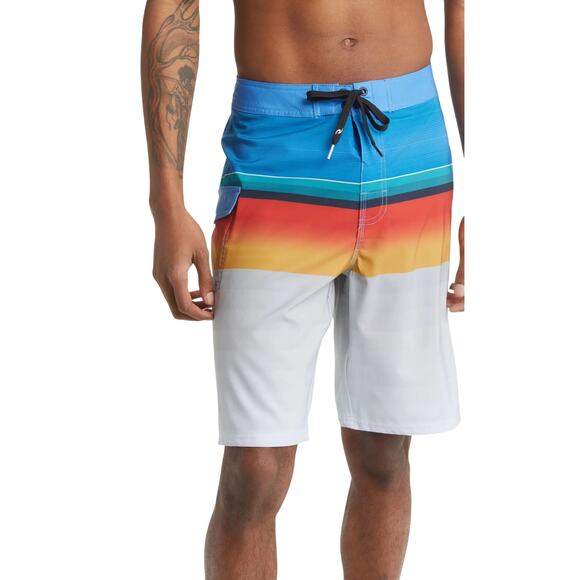 RipCurl Board Shorts Daybreakers Stripe Pattern Adjustable Drawstring M 30 NWT - Picture 1 of 9